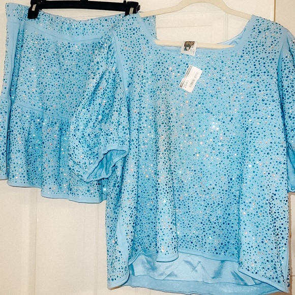 QUEEN OF SPARKLES Dresses & Skirts - QUEEN OF SPARKLES Light Blue Rhinestone Skirt Set